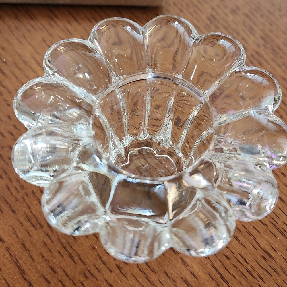 Two Elegant Glass Flower Candle Holders